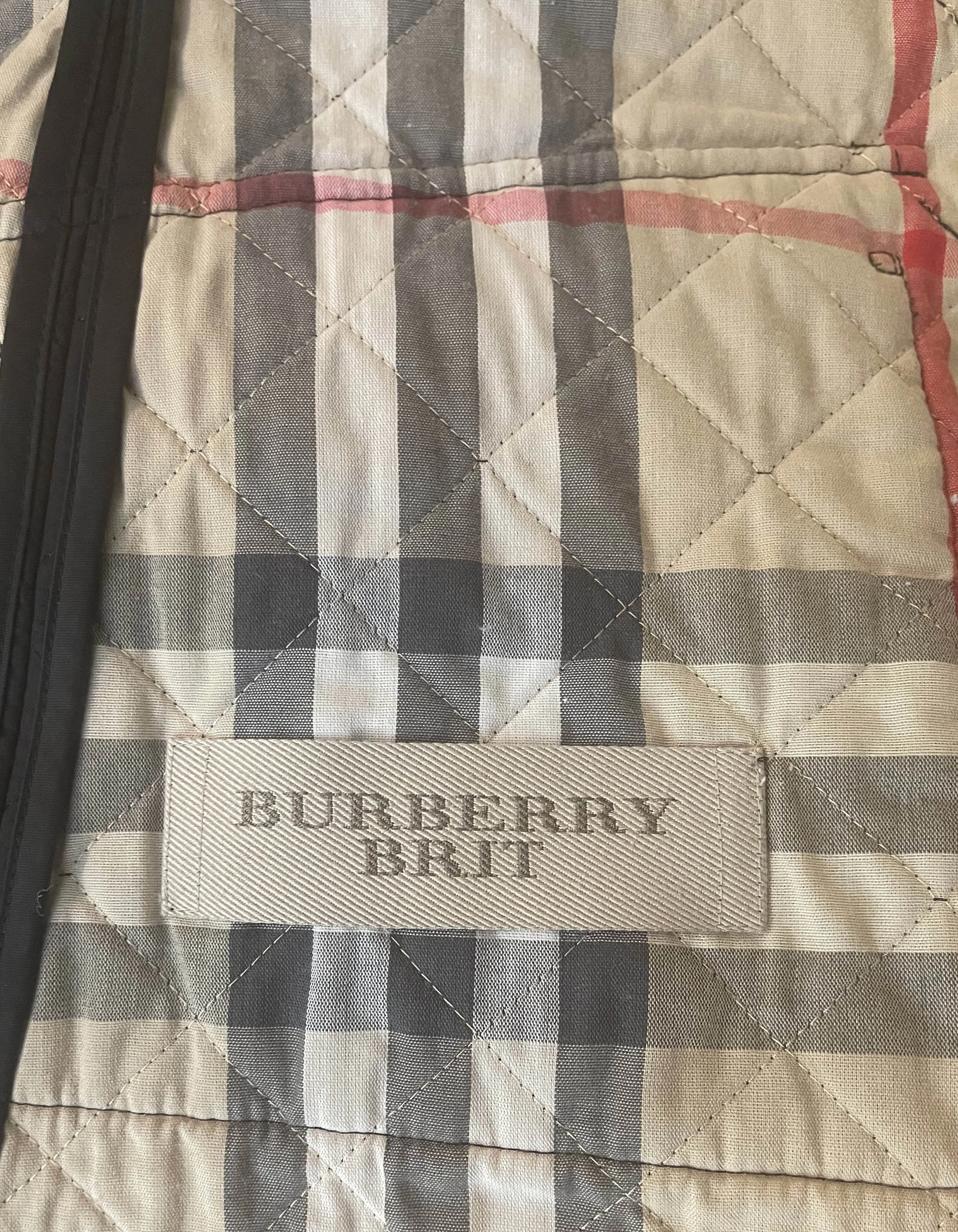 Burberry Brit Black Quilted Jacket w/Nova Plaid Lining sz Small
