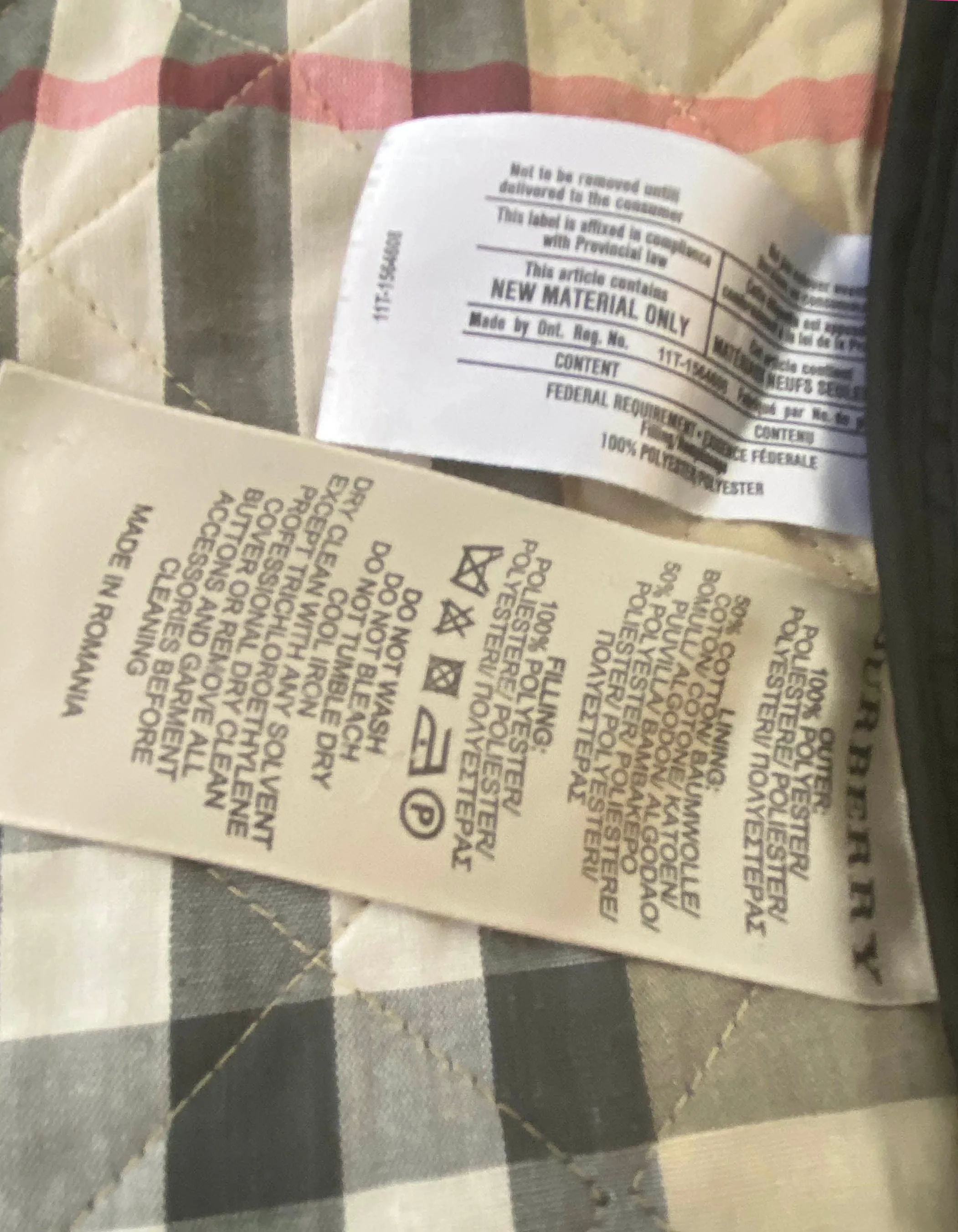 Burberry Brit Black Quilted Jacket w/Nova Plaid Lining sz Small