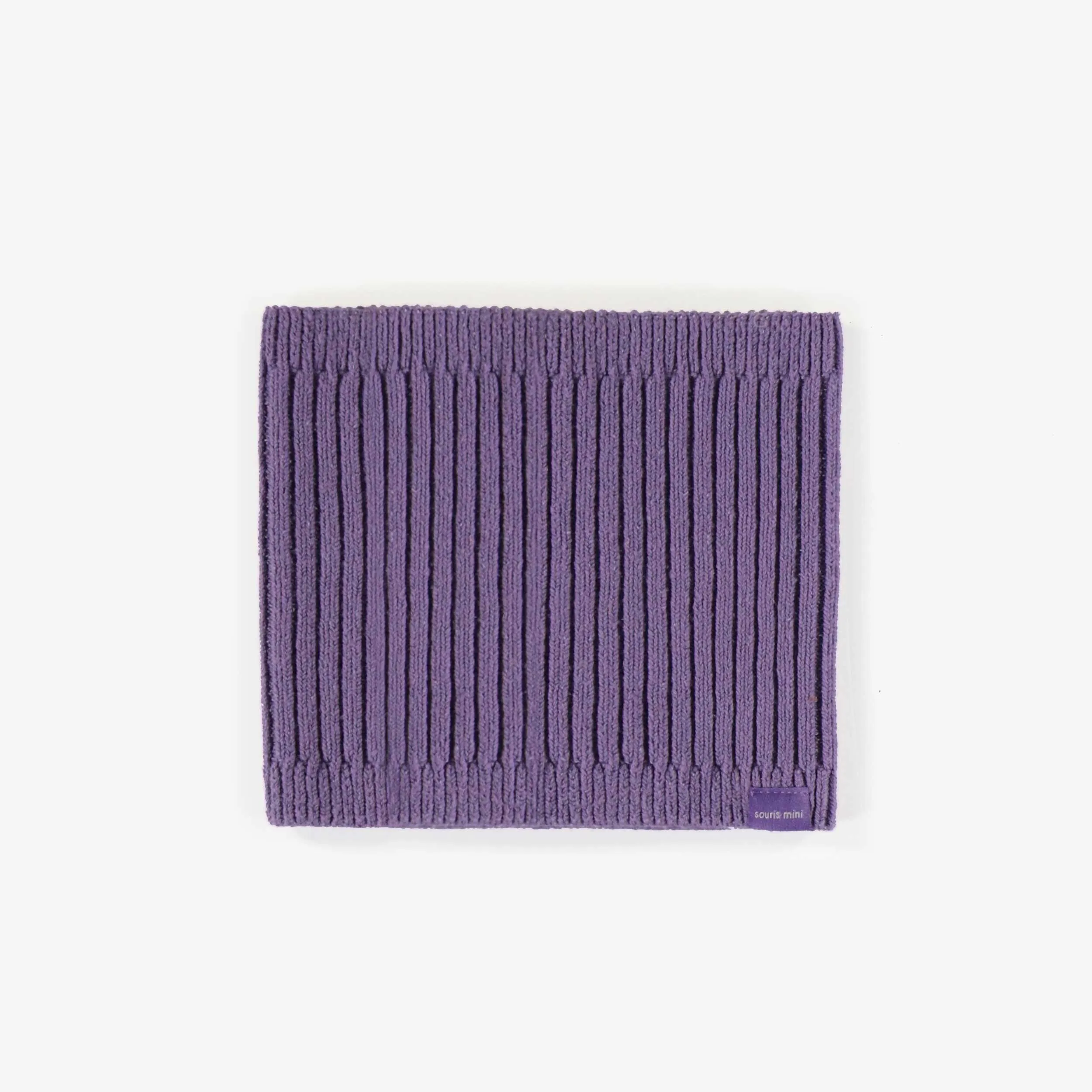 Cache-cou mauve en maille, bébé || Purple neck warmer in knit, baby