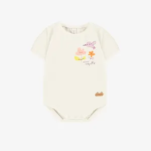 Cache-couche crème avec illustration, naissance ||Cream bodysuit with illustration, newborn