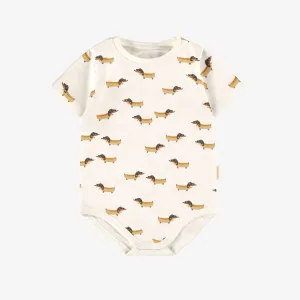 Cache-couche crème avec motifs, bébé  || Cream bodysuit with all over print, baby