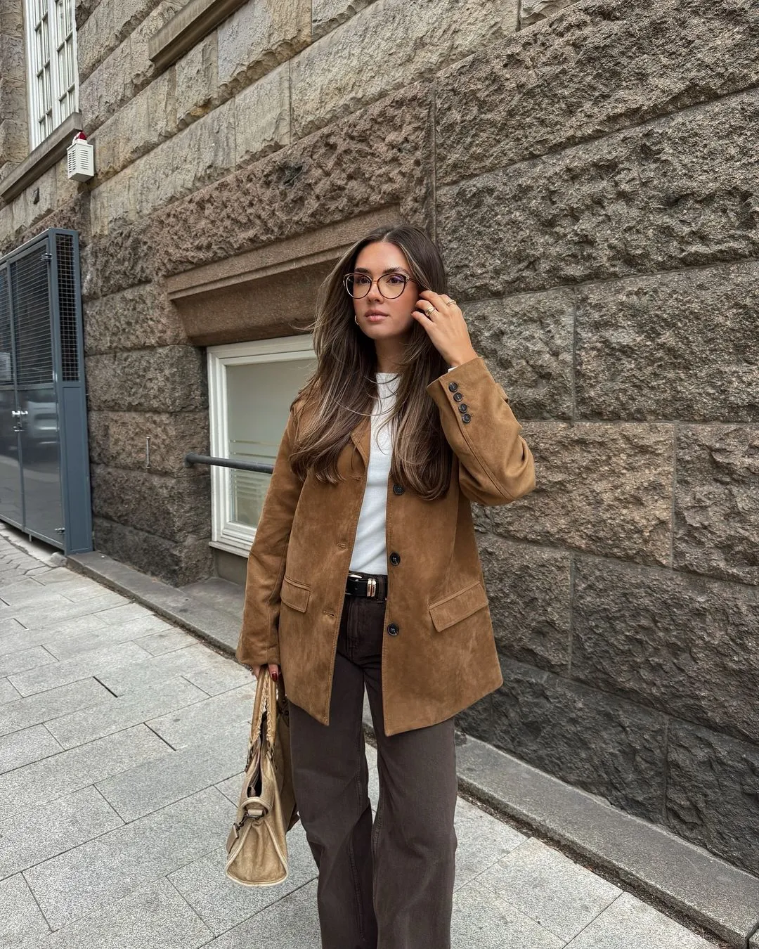 Camel Suede Blazer Women's Jacket with Stylish Fit