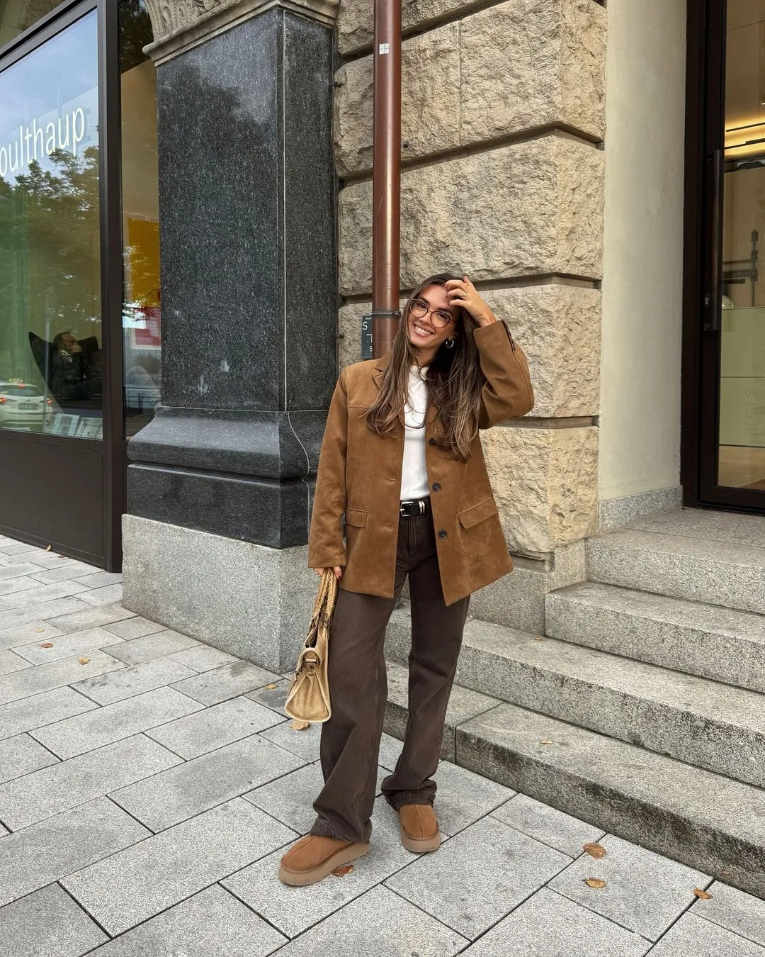 Camel Suede Blazer Women's Jacket with Stylish Fit