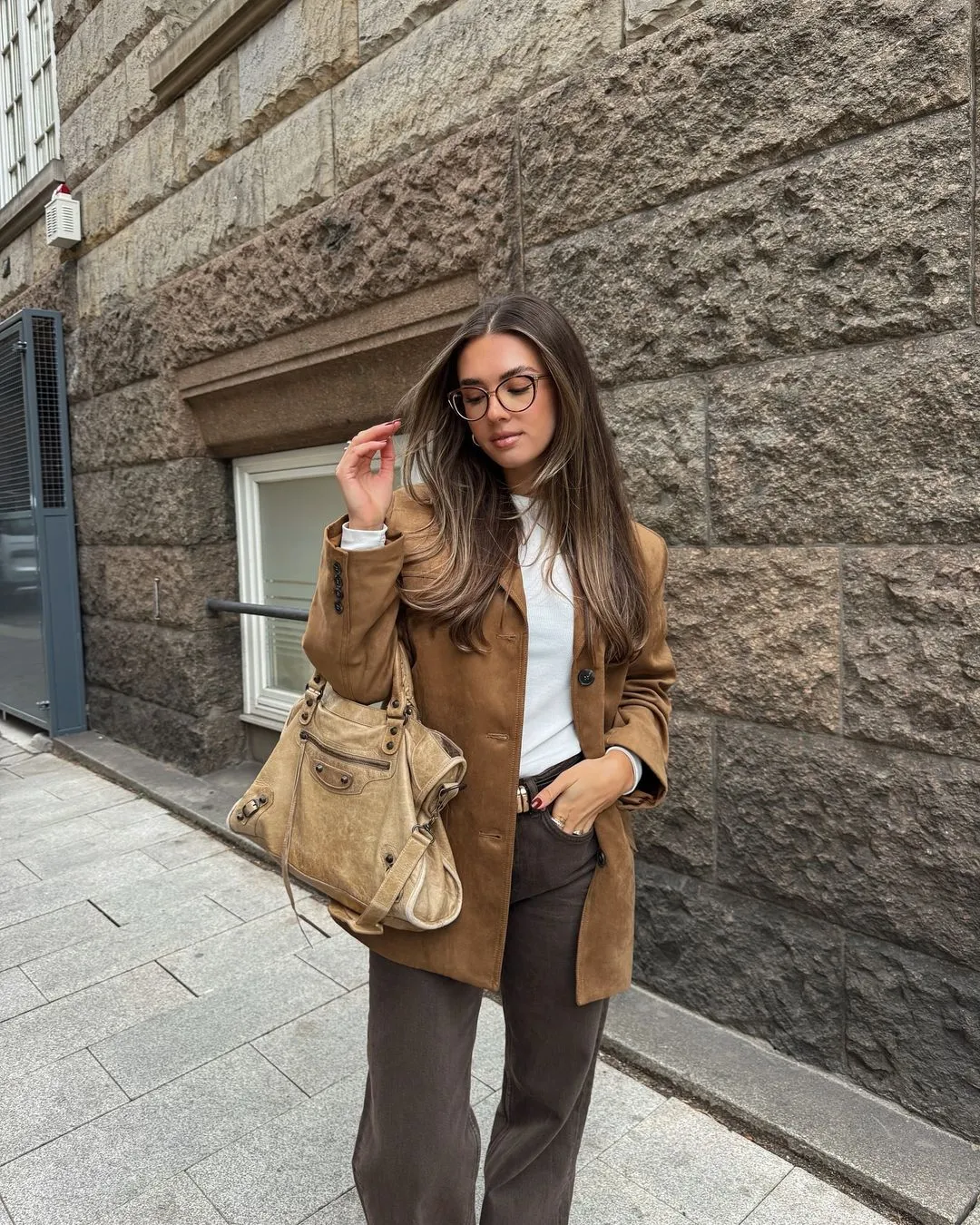 Camel Suede Blazer Women's Jacket with Stylish Fit