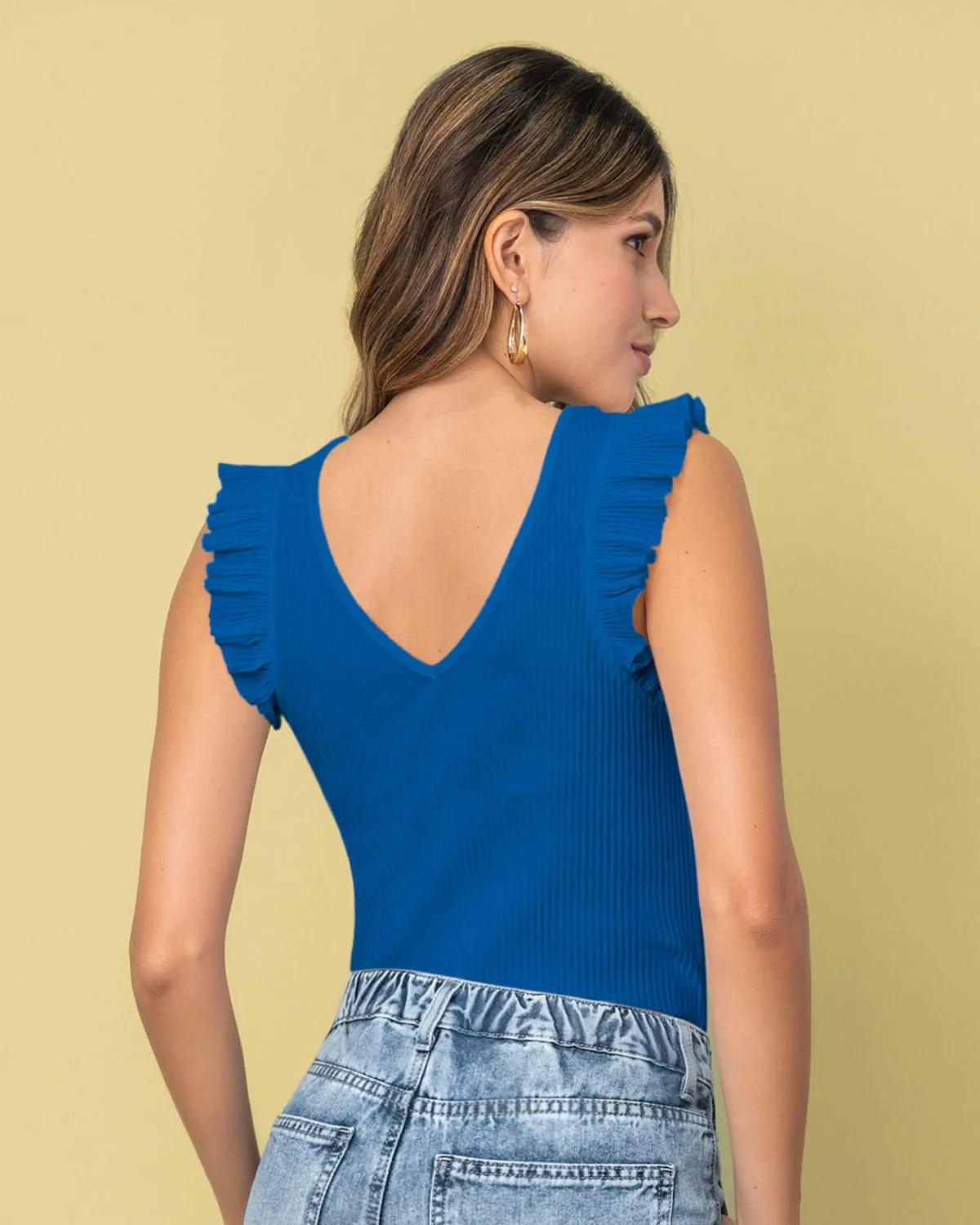 Camiseta manga sisa con vuelo en borde