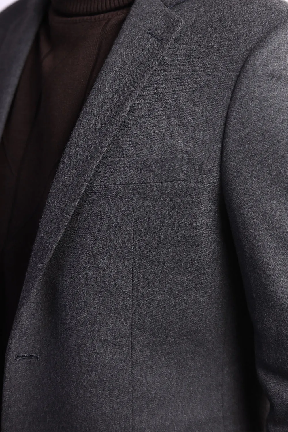 Charcoal Grey Plain Coat SF20151-CG