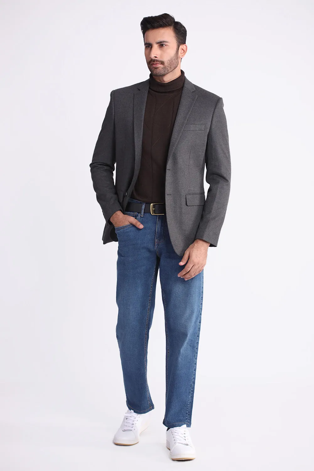 Charcoal Grey Plain Coat SF20151-CG