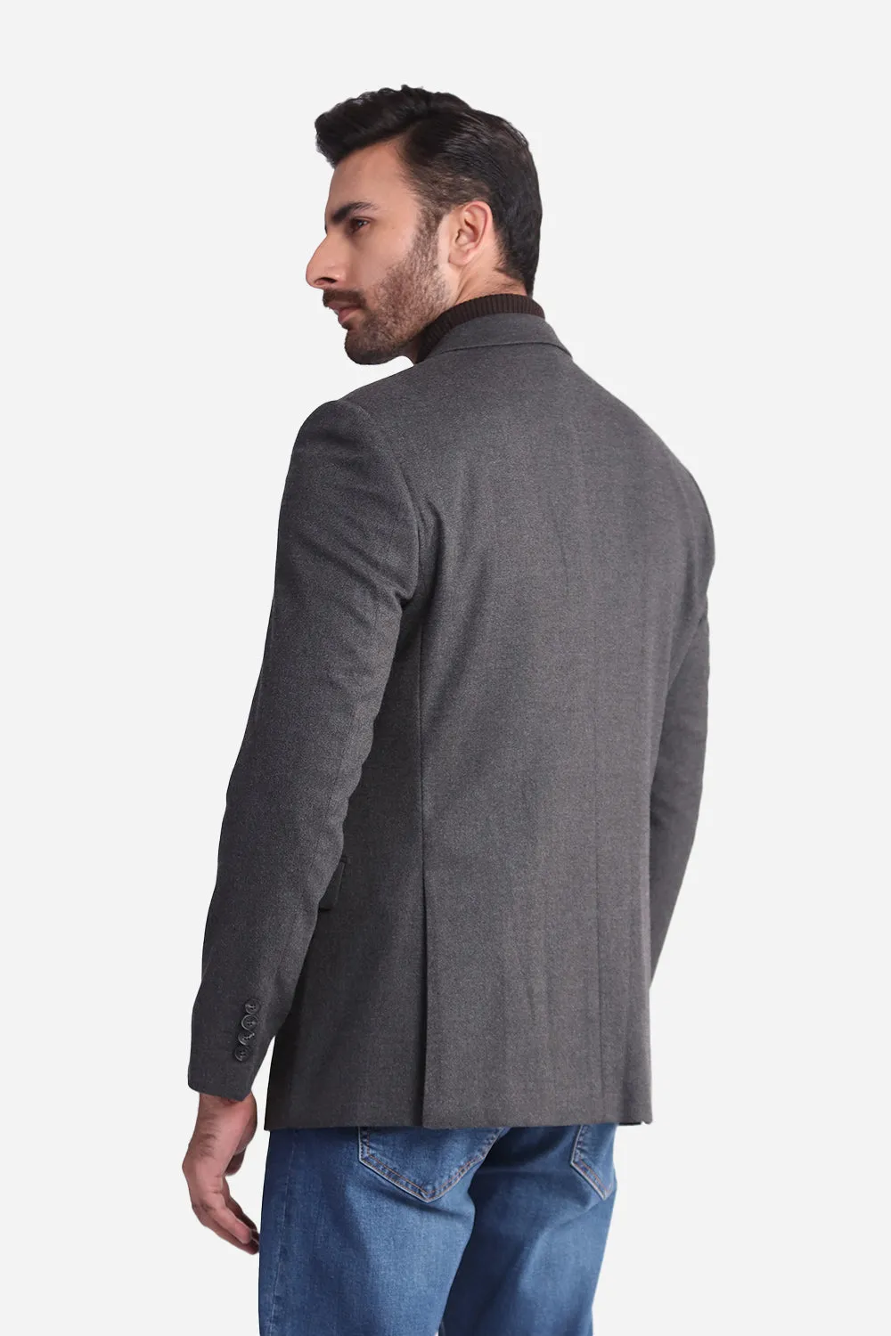 Charcoal Grey Plain Coat SF20151-CG