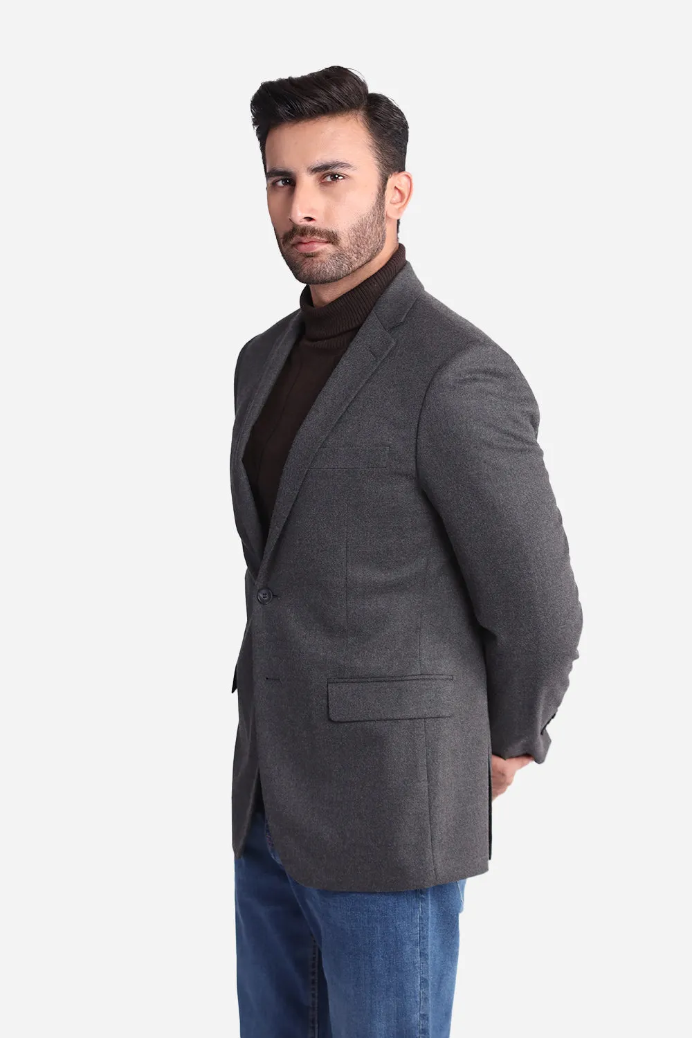 Charcoal Grey Plain Coat SF20151-CG