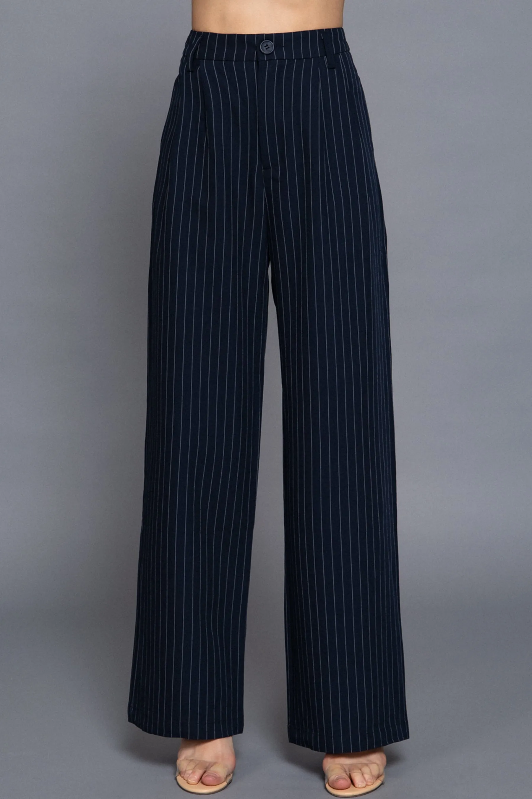 Chic Pinstripe Pants Straight-Leg Design  Durable Woven Fabric ZP14187C28 $12.50