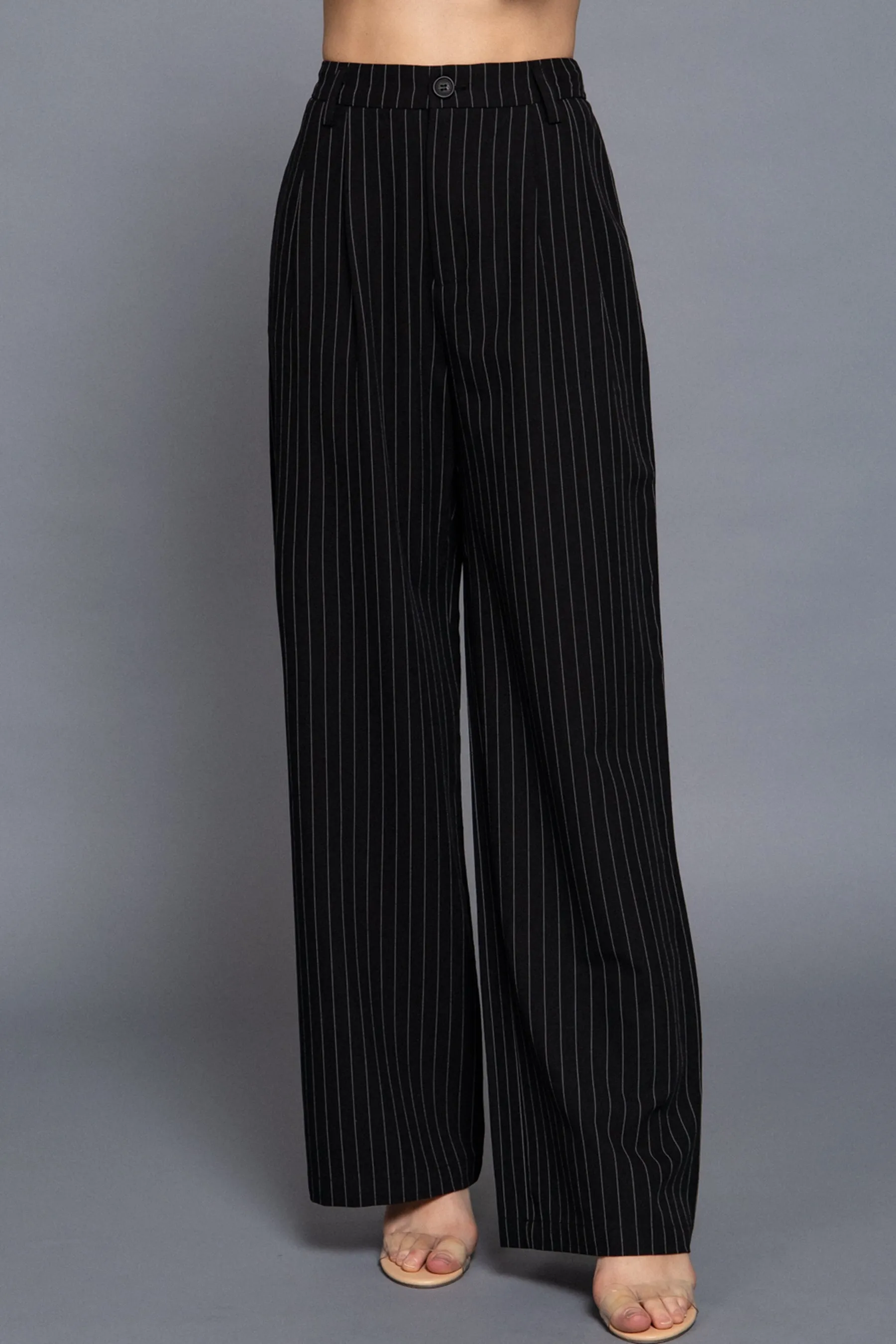 Chic Pinstripe Pants Straight-Leg Design  Durable Woven Fabric ZP14187C28 $12.50