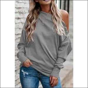 Chic Single Shoulder Long Sleeve Sweatshirt with Zip