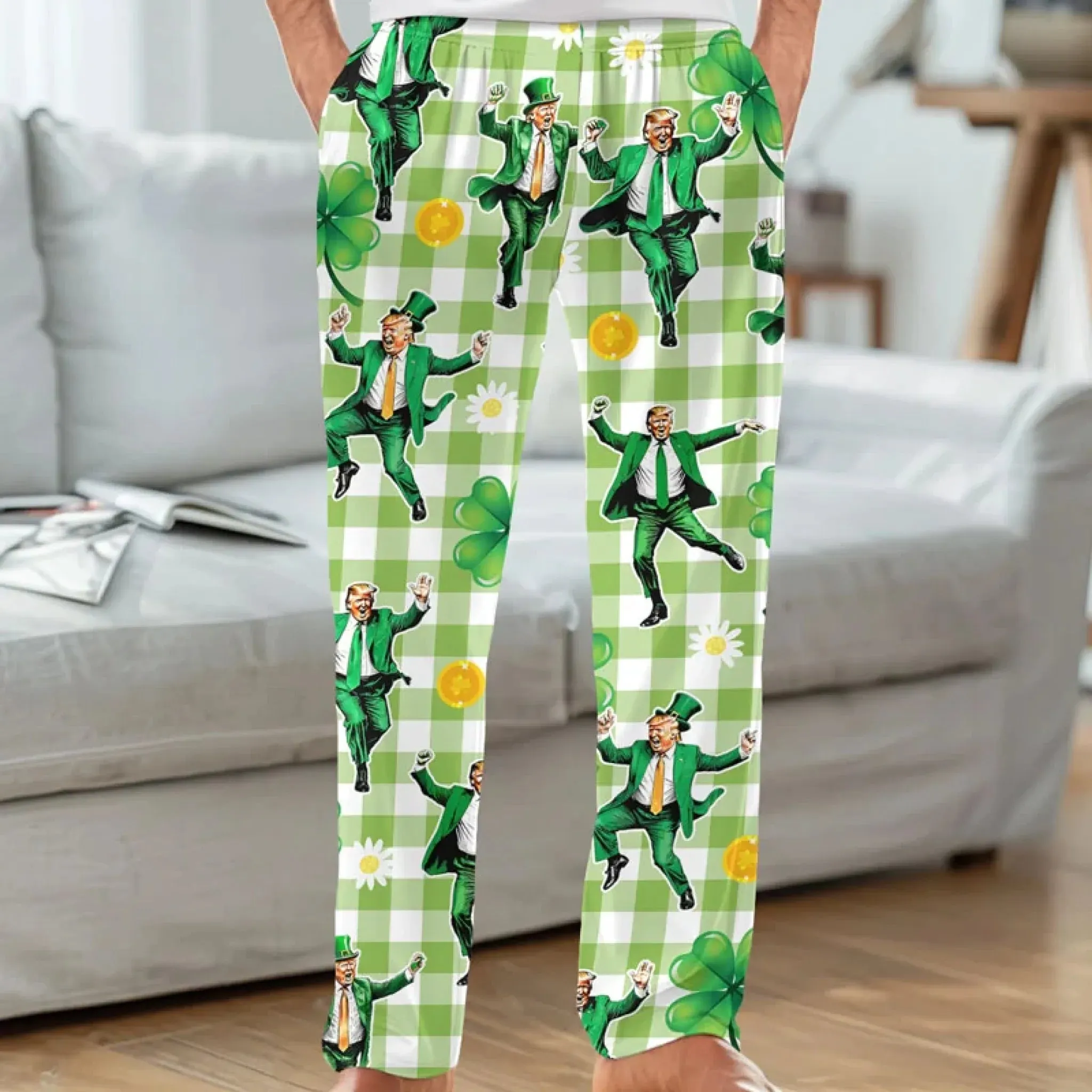 Clover, Courage, And Country - US Patriotic Pride Pajama Pants - Gift For Conservative Supporters