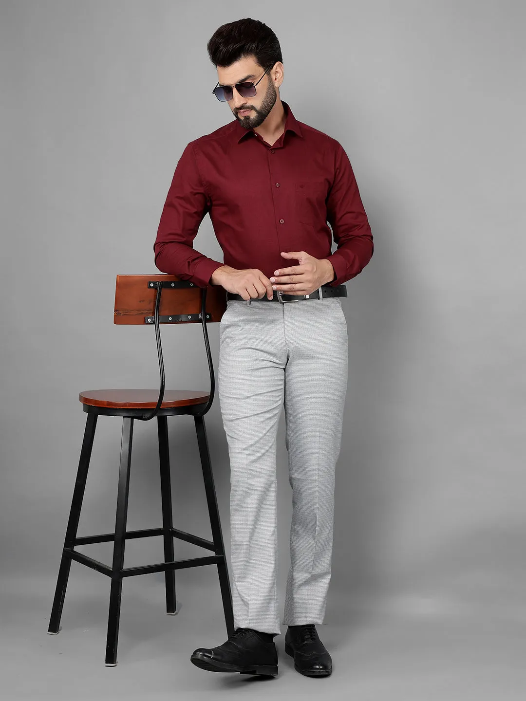 COBB MENS GREY FORMAL TROUSERS