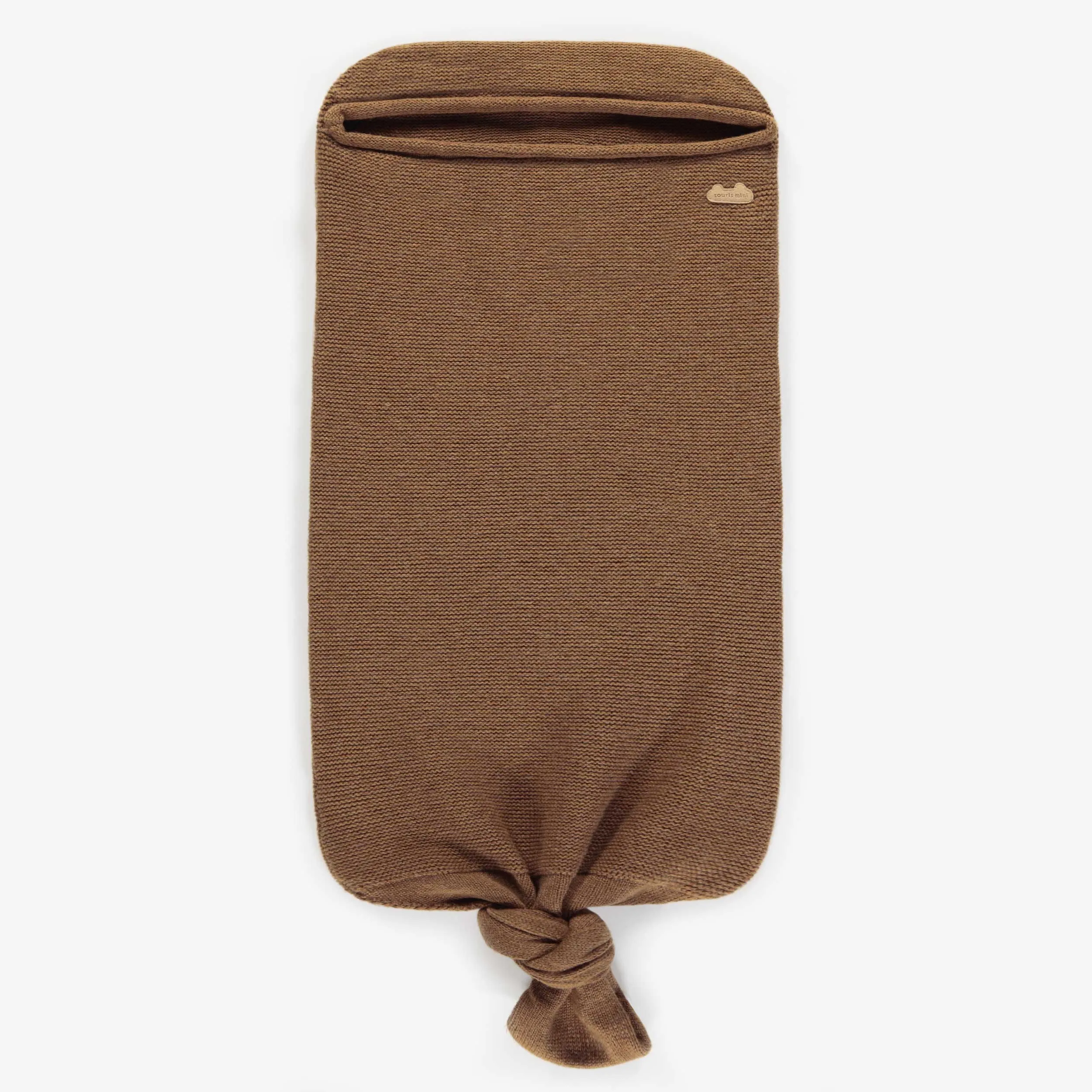 Cocon brun en maille avec nœud ajustable, naissance || Brown cocoon in knitwear with adjustable knot, newborn