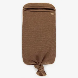 Cocon brun en maille avec nœud ajustable, naissance || Brown cocoon in knitwear with adjustable knot, newborn