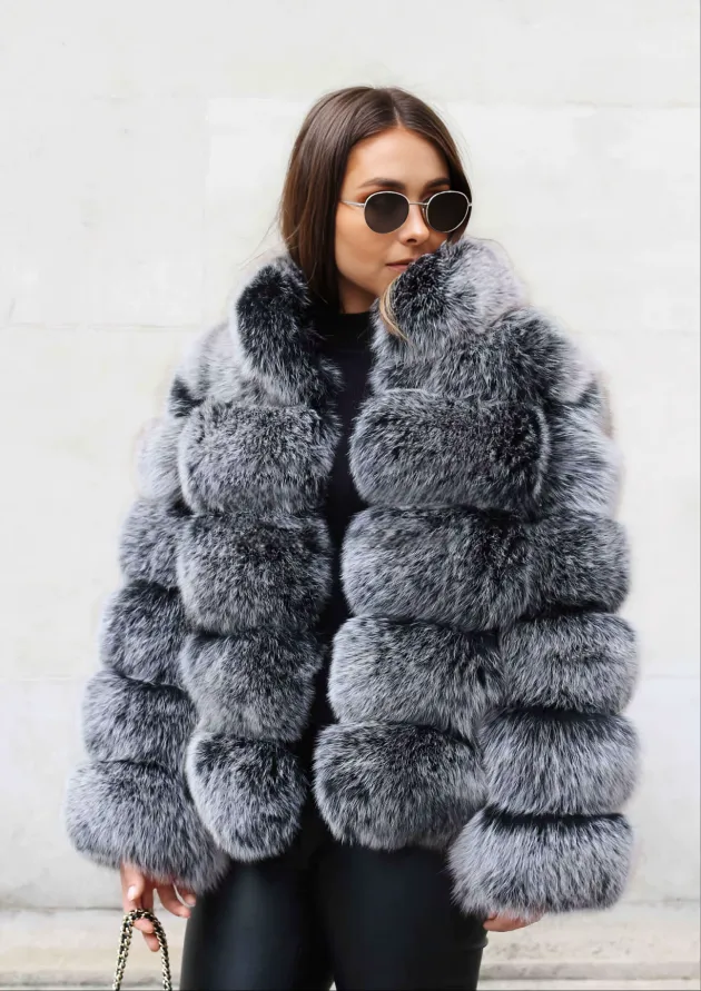 Collar Modern Bubble Mini Fur Coat