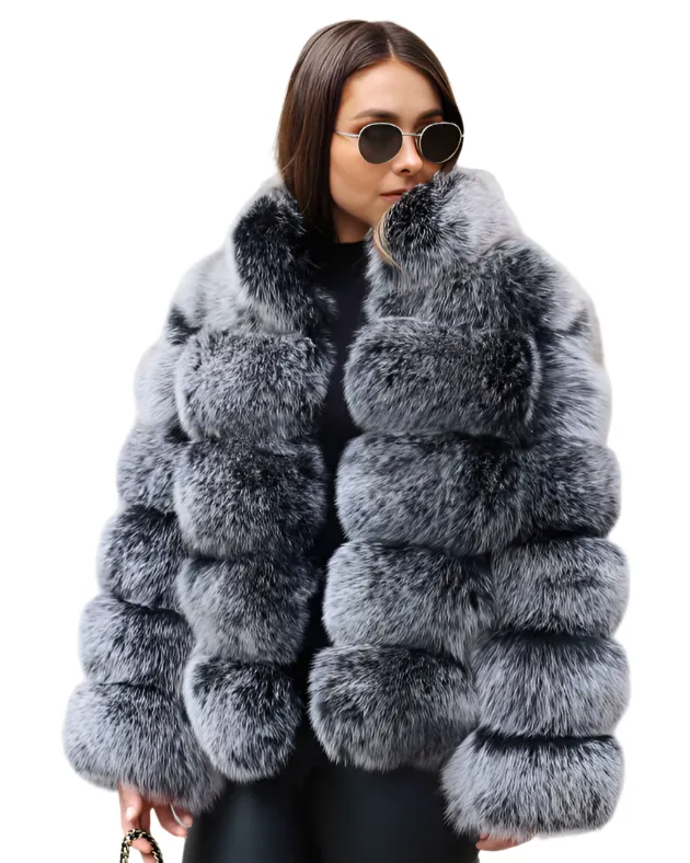 Collar Modern Bubble Mini Fur Coat