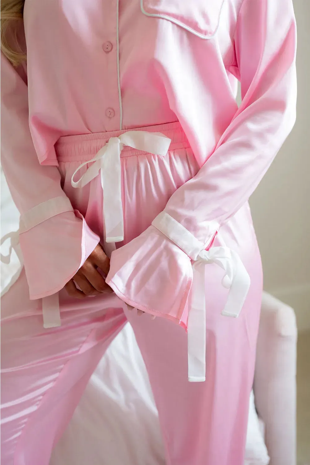 Collared Neck Long Sleeve Top and Pants Lounge Set S-XL