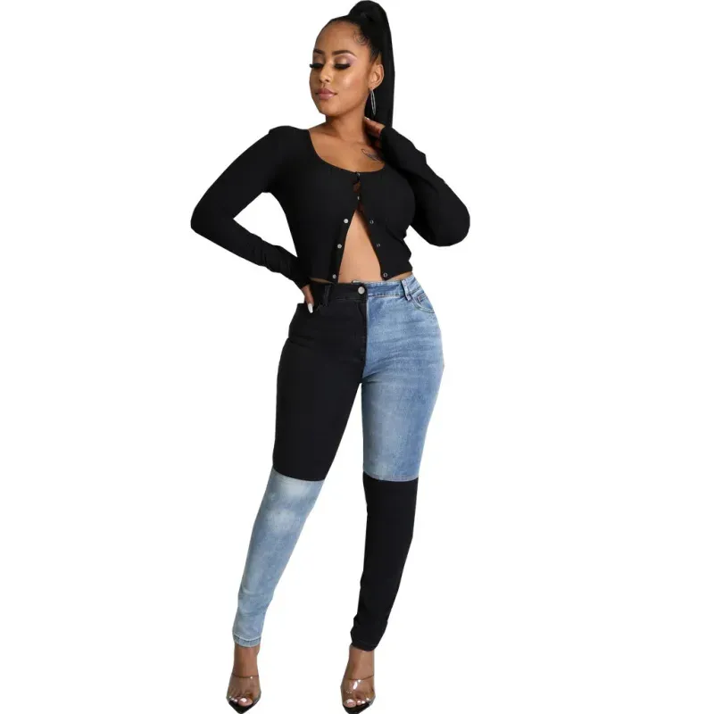 Color Block Skinny Jeans