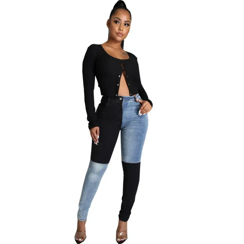 Color Block Skinny Jeans