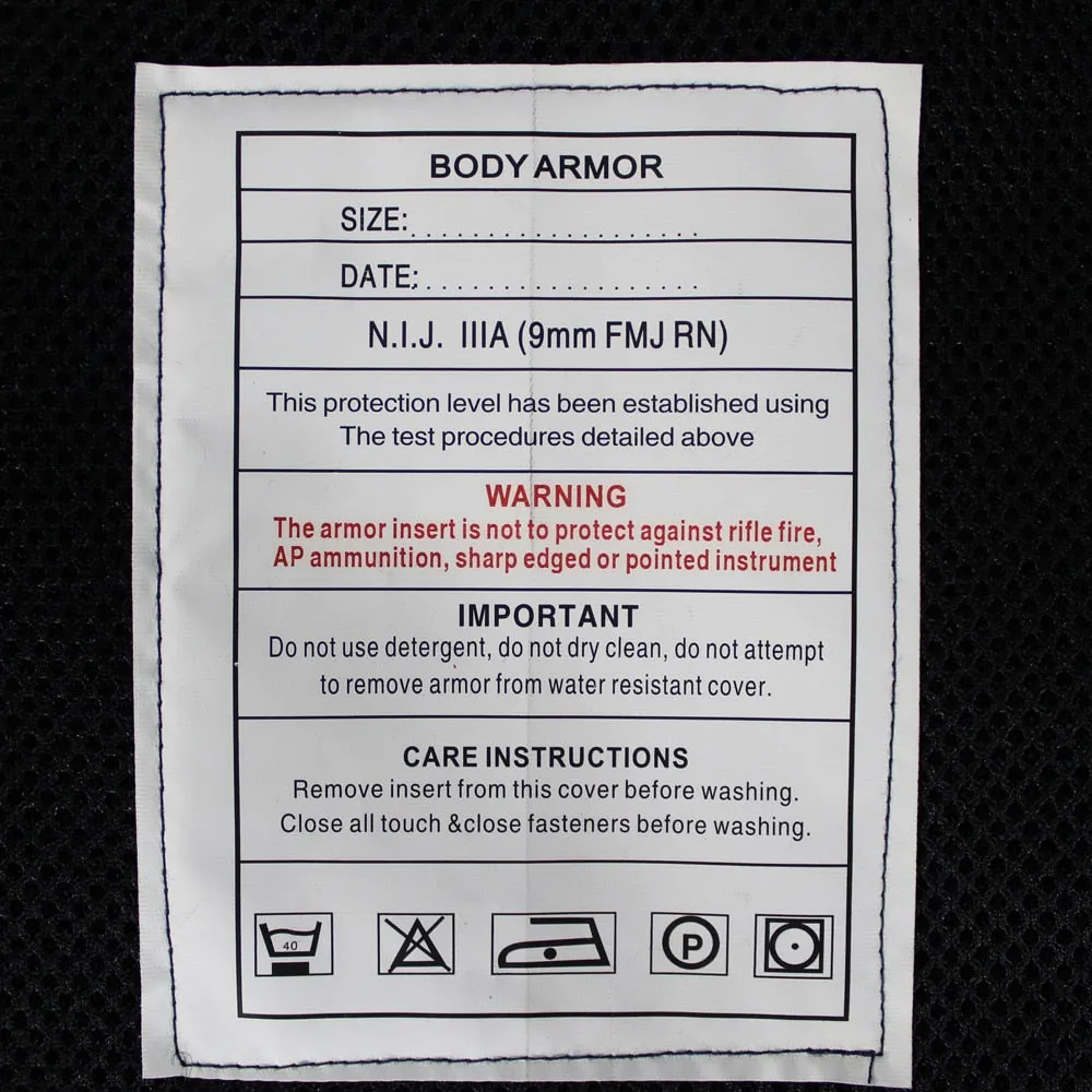 Concealable NIJ IIIA Bullet Resistant Vest