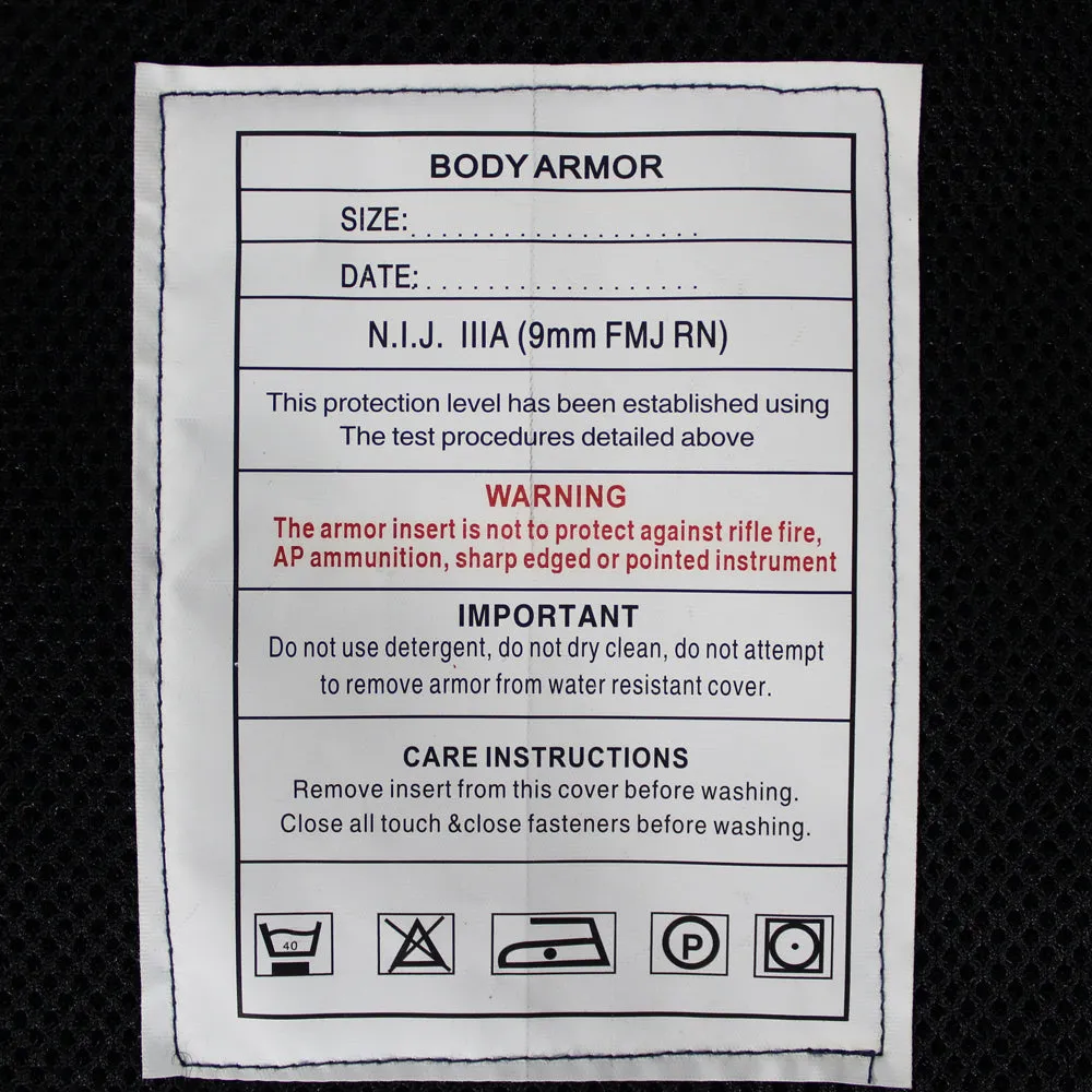 Concealable NIJ IIIA Bullet Resistant Vest