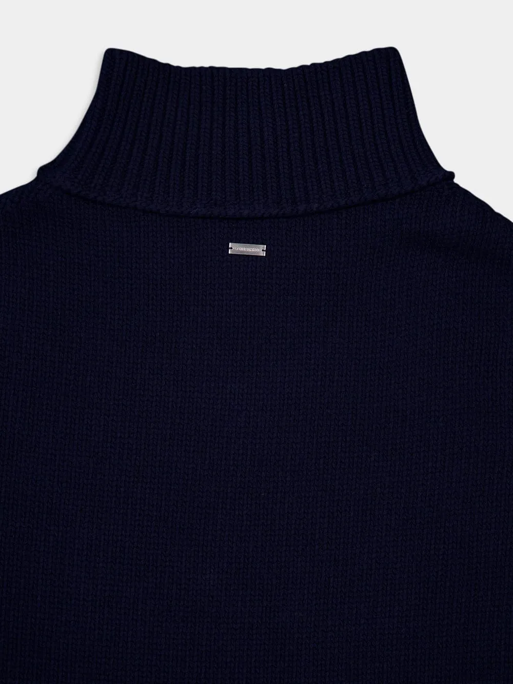 Contrasting Maxi-Stripe Wool Poncho