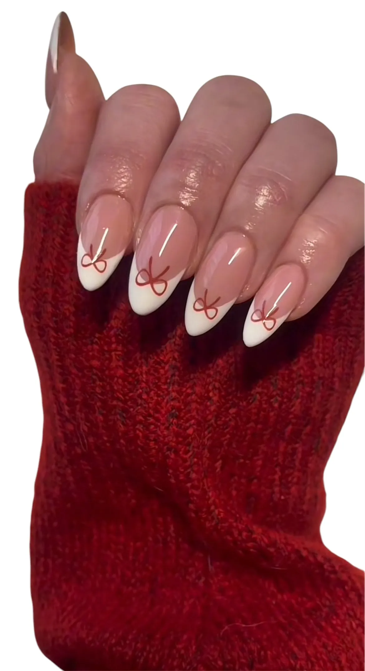 Coquette Edge Nail Art Stickers – Dainty Bows with Rhinestones in White, Red and Black