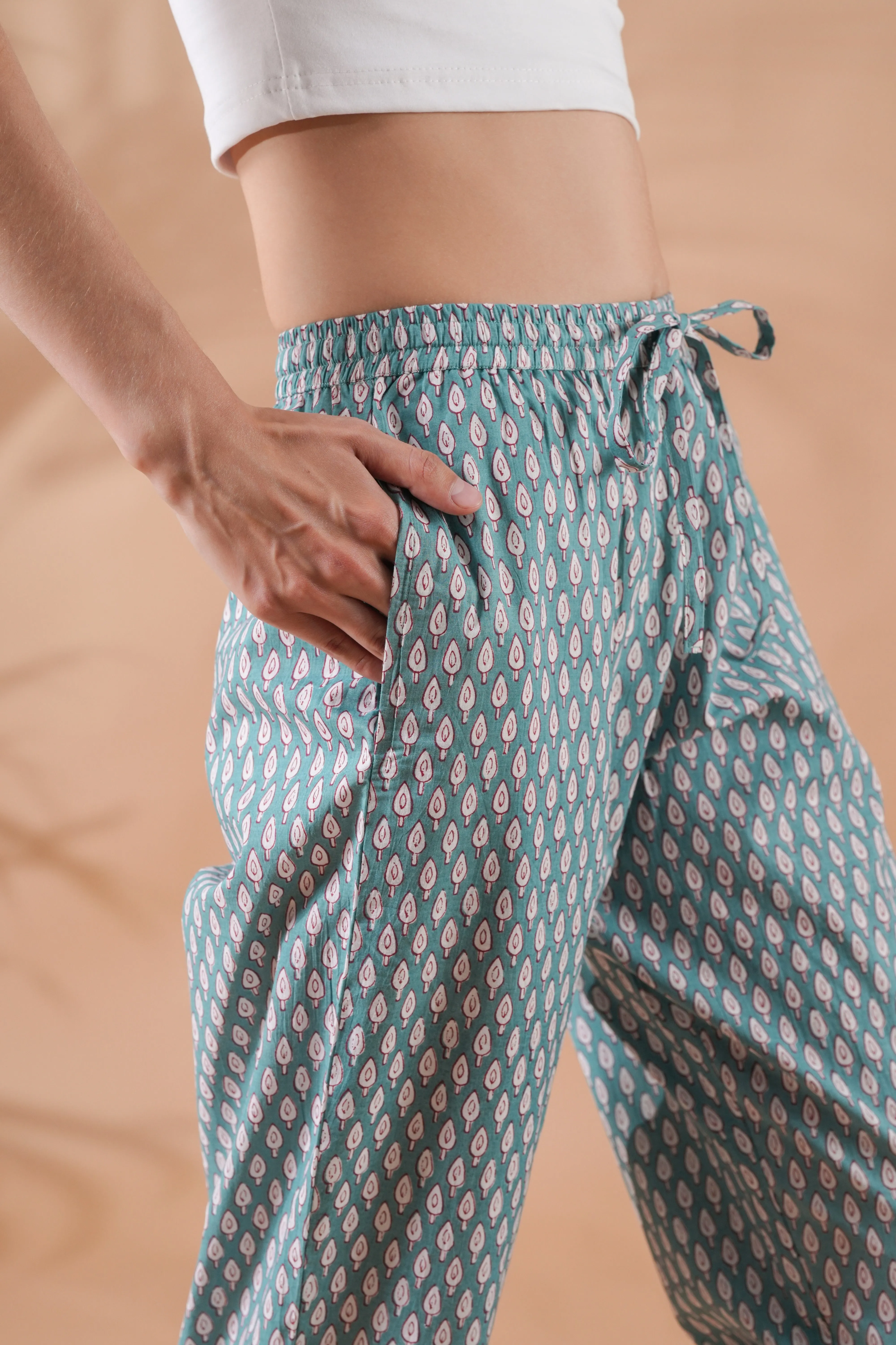 Cotton Pajama Pants Women - Festive Fir