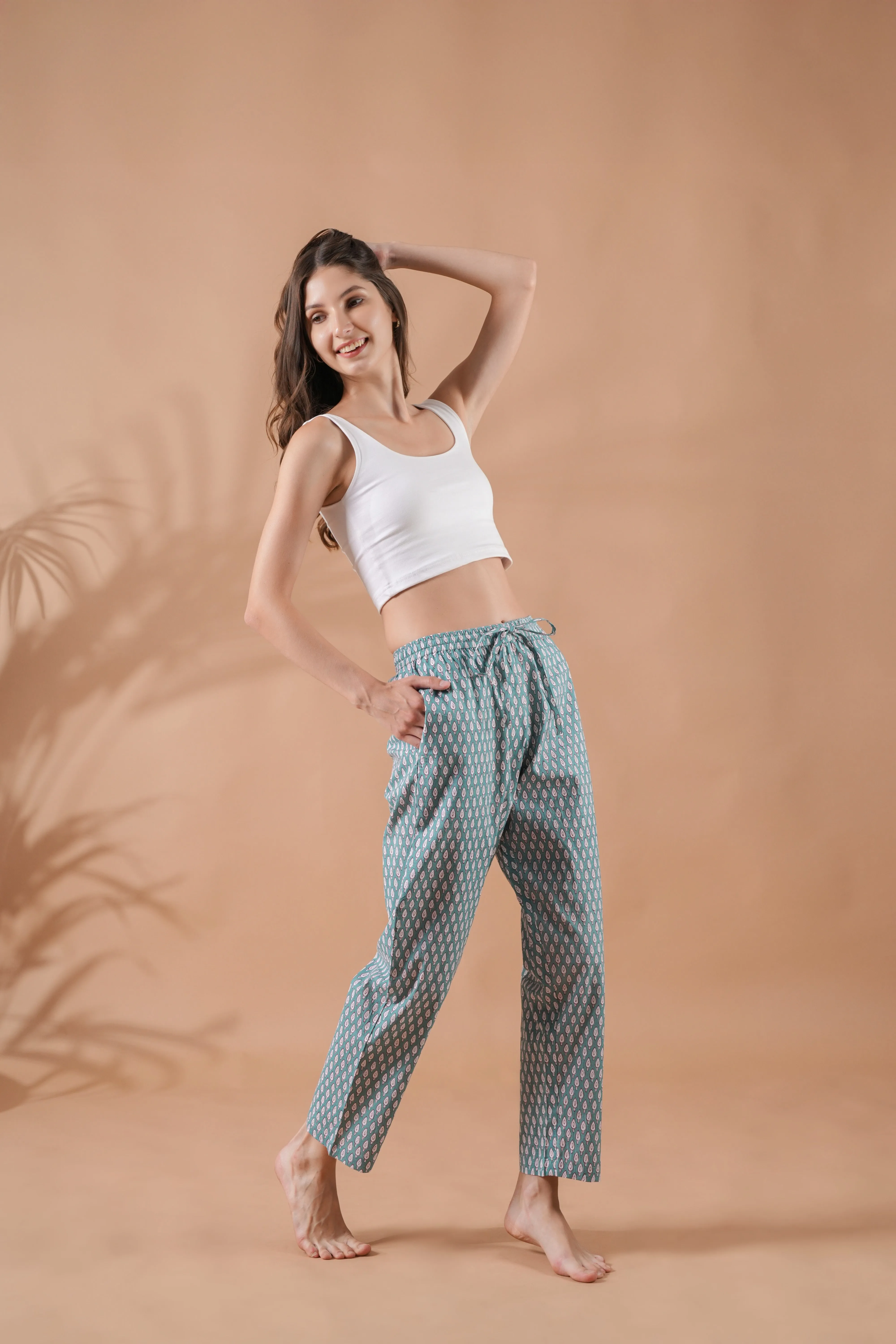 Cotton Pajama Pants Women - Festive Fir