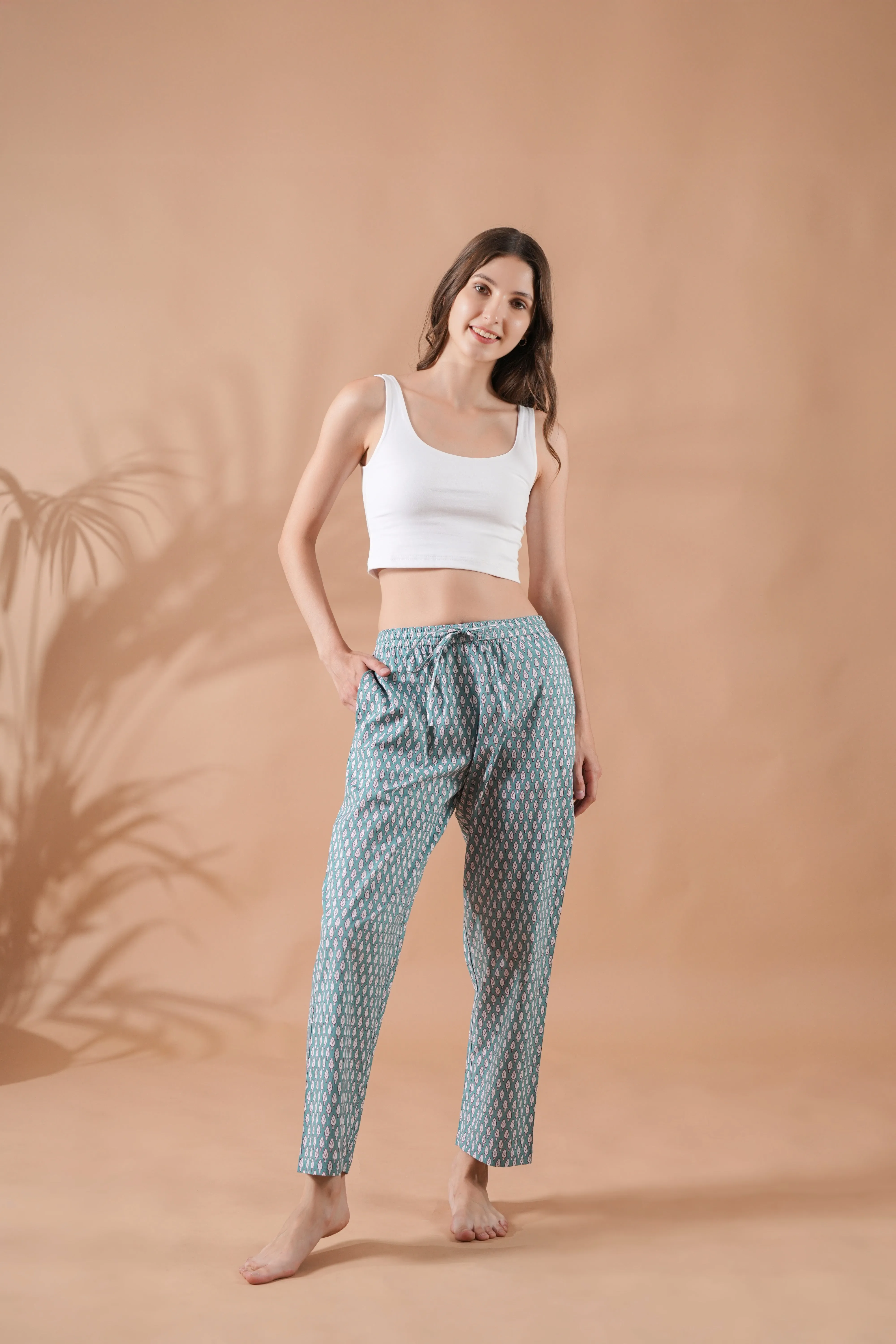 Cotton Pajama Pants Women - Festive Fir