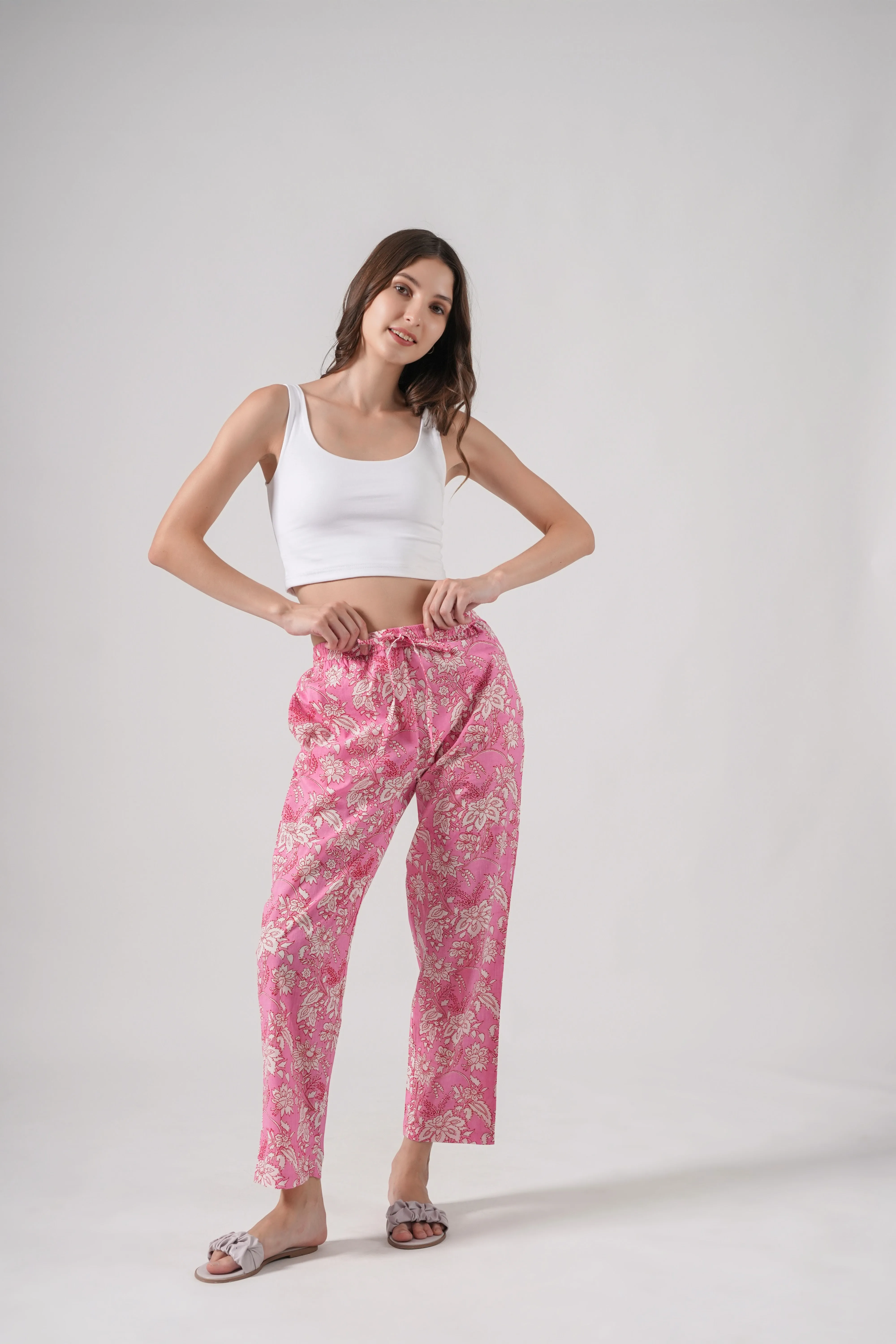 Cotton Pajama Pants Women - Floral Fantasy