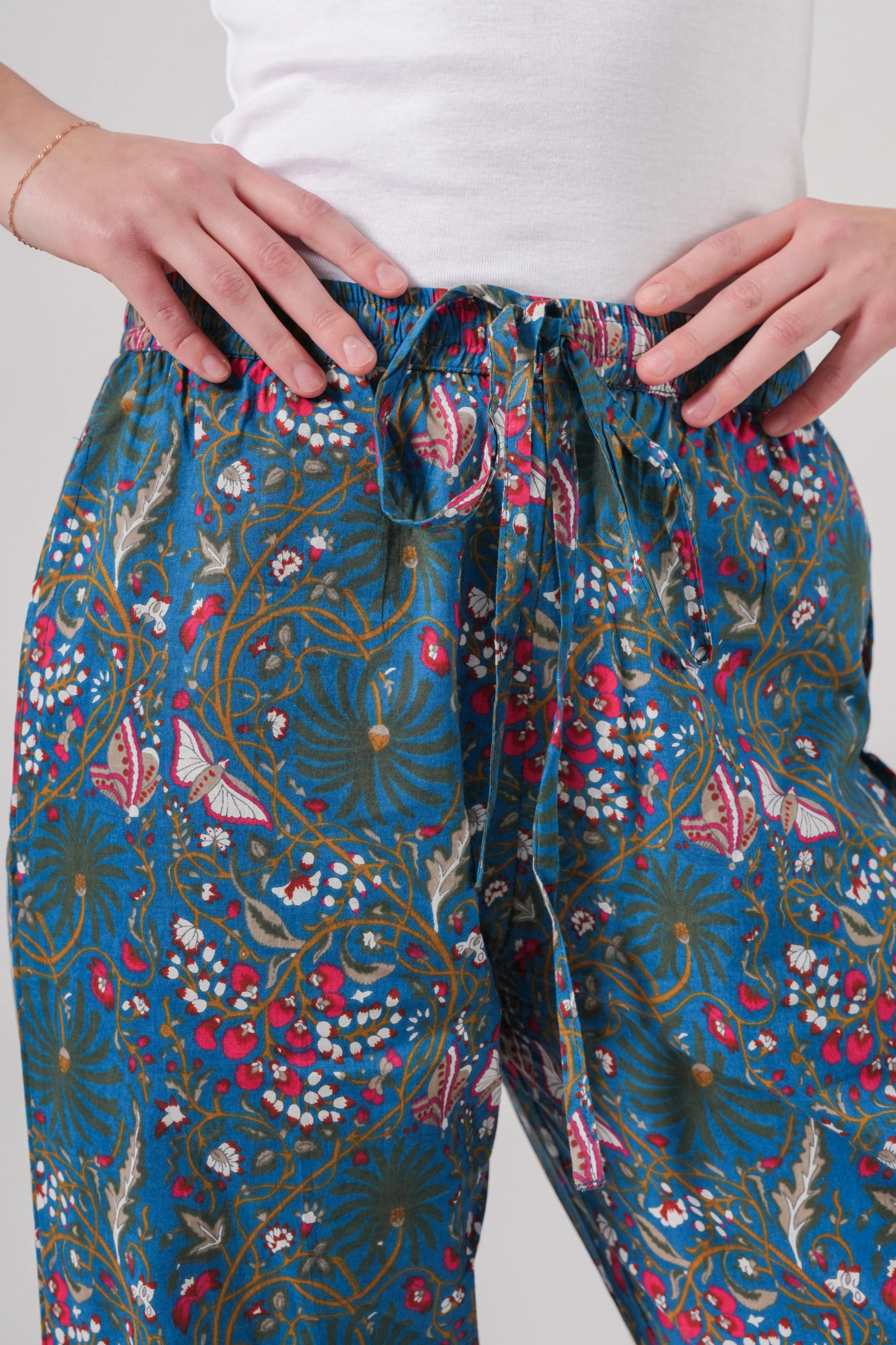 Cotton Pajama Pants Women - Midnight Butterfly