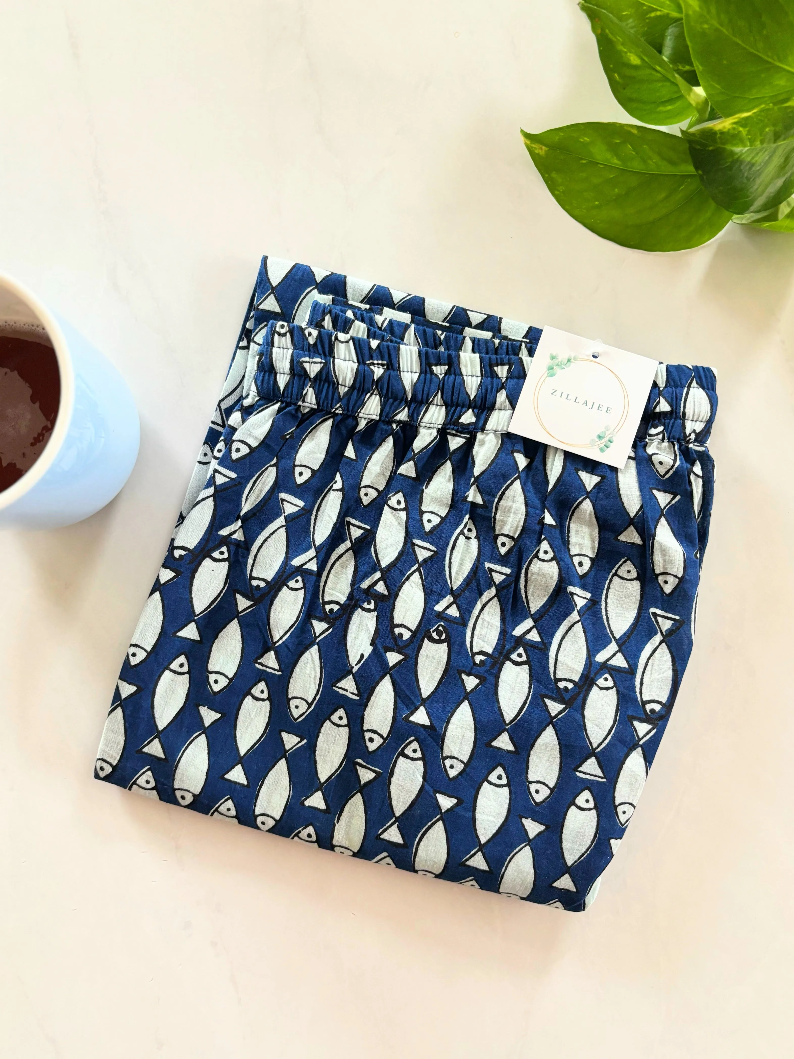 Cotton Pajama Pants Women - Midnight Swim
