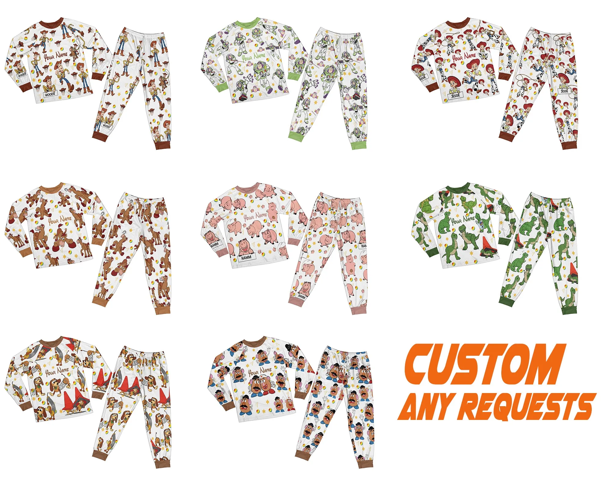 Custom Disney Toy Story Family Colorful Pajamas, Custom Kid Youth Adult Pajamas, Pajamas Birthday Gift, Disney Vacation