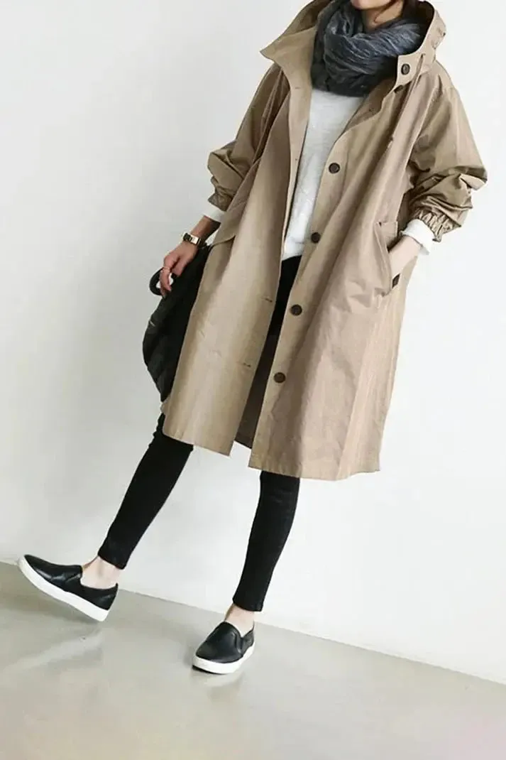 Cynthia - Waterproof Hooded Woman's Trench Jacket