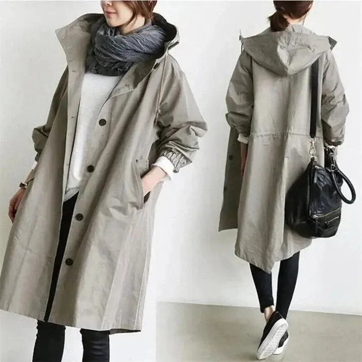 Cynthia - Waterproof Hooded Woman's Trench Jacket