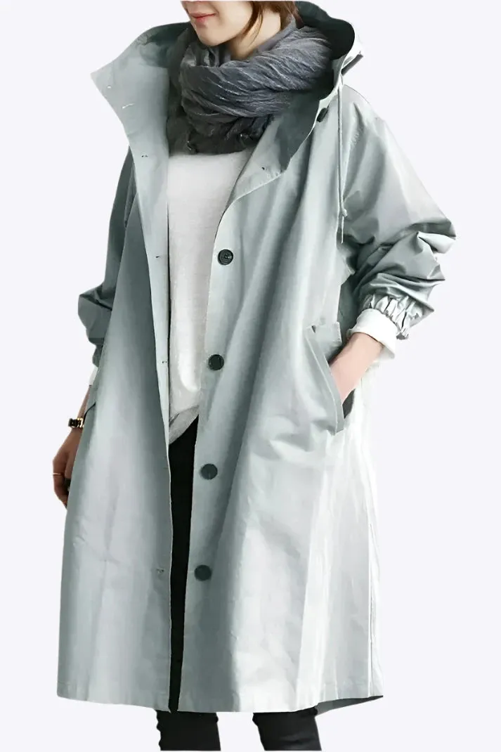 Cynthia - Waterproof Hooded Woman's Trench Jacket