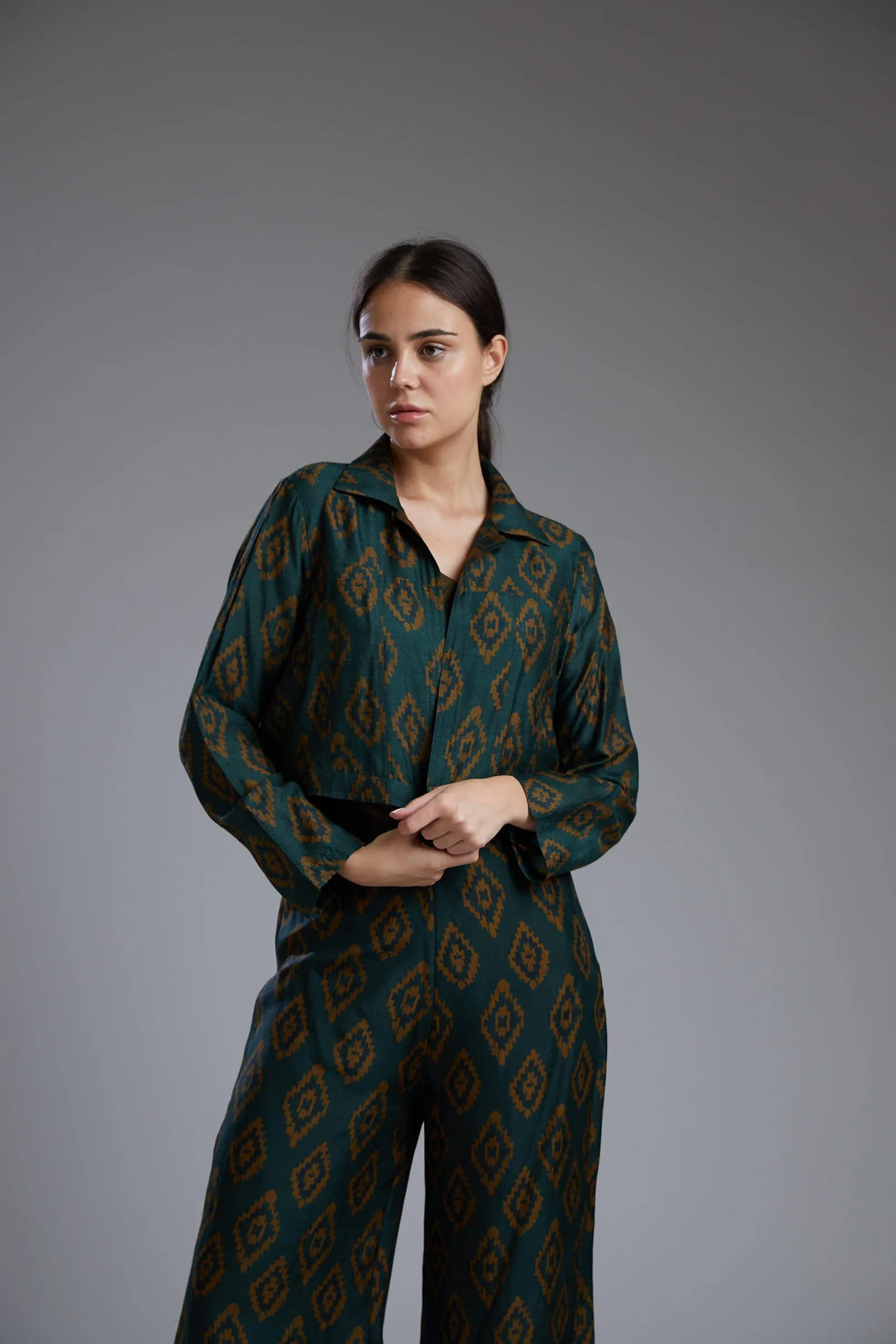 Dark Green With Yellow Dabu Jacket