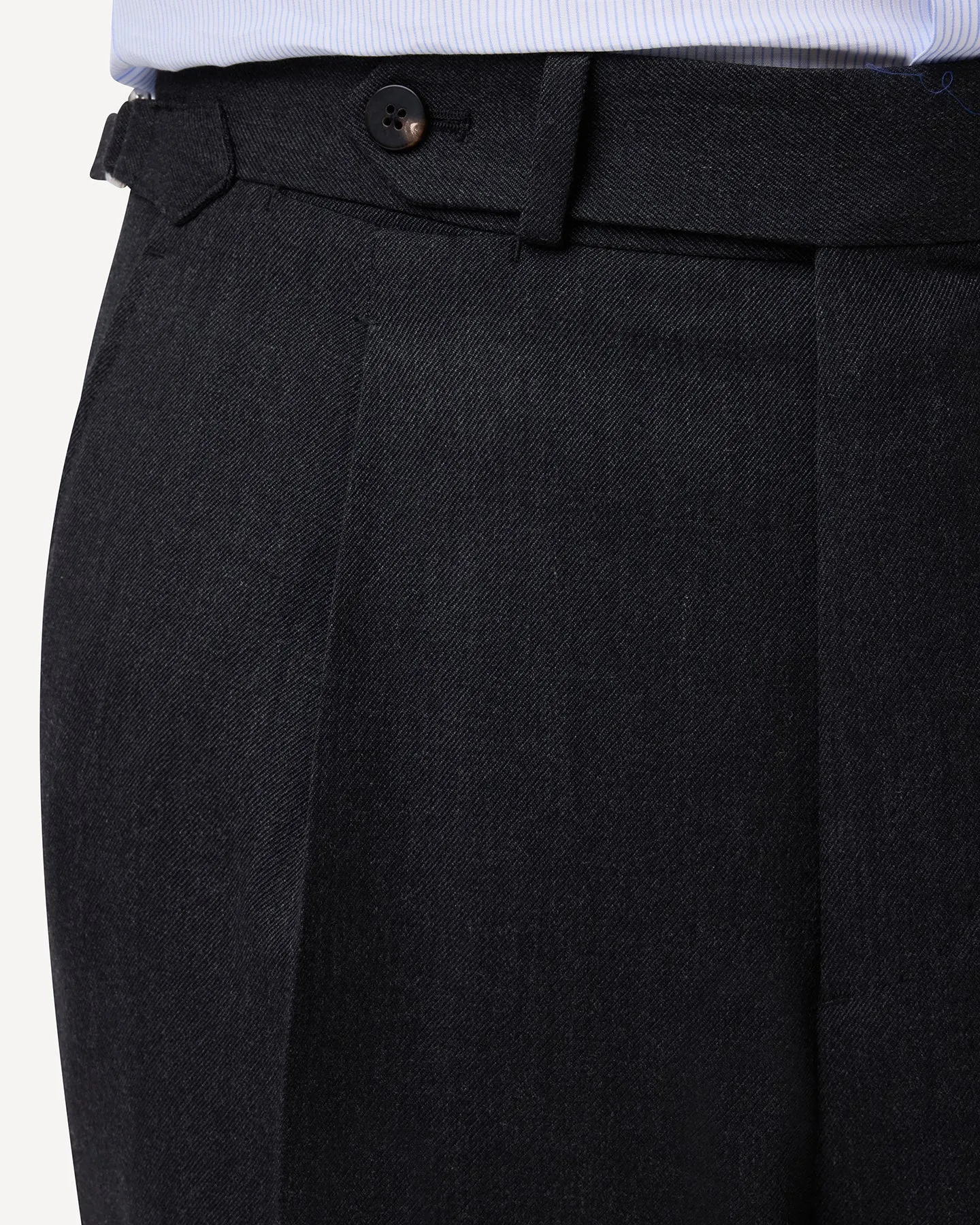 Dark Grey Single Pleat Cavalry Twill Trousers