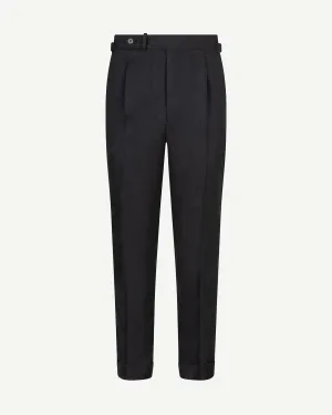 Dark Grey Single Pleat Cavalry Twill Trousers