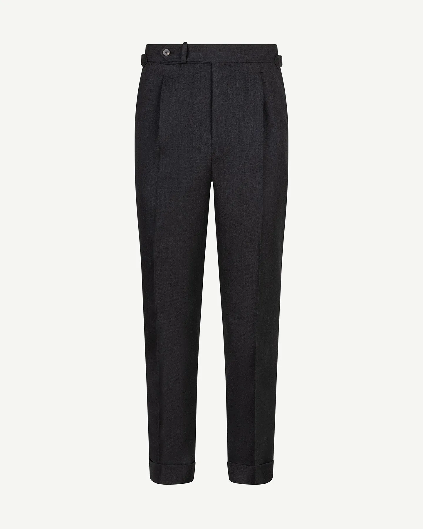 Dark Grey Single Pleat Cavalry Twill Trousers