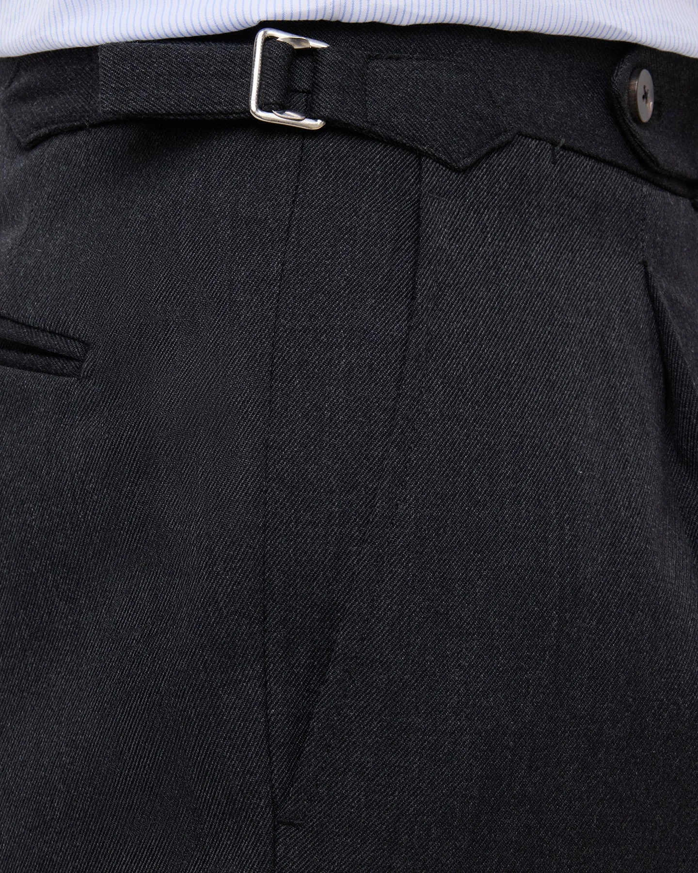 Dark Grey Single Pleat Cavalry Twill Trousers