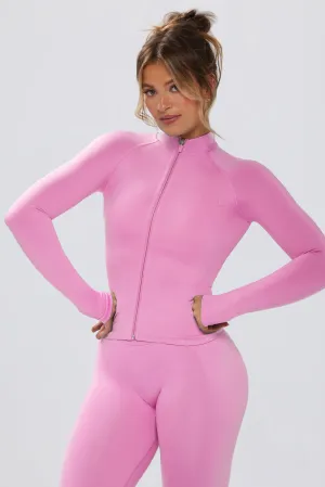 Define Luxe Zip-Up Jacket in Rose
