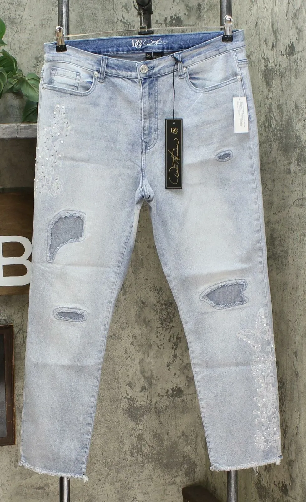 DG2 by Diane Gilman Women's Printed and Embellished Classic Stretch Jeans