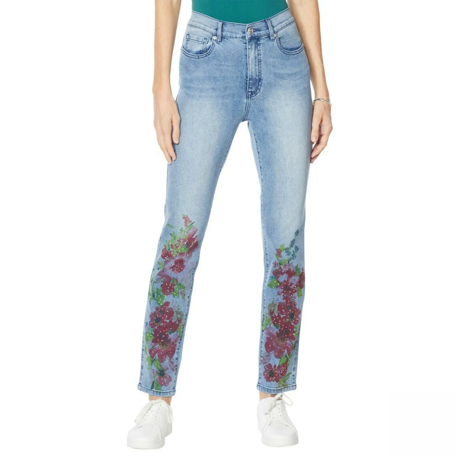 DG2 by Diane Gilman Women's Tall Classic Stretch Artwork Printed Jeans