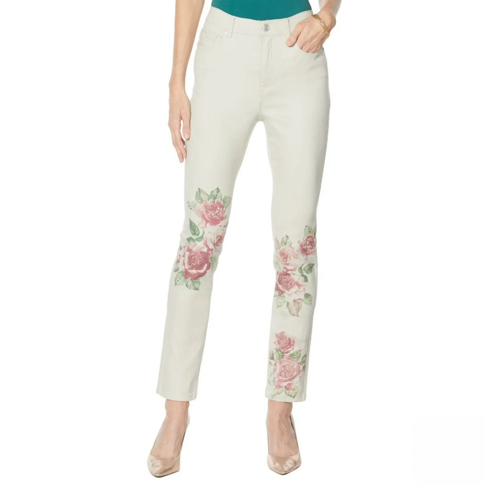 DG2 by Diane Gilman Women's Tall Classic Stretch Artwork Printed Jeans
