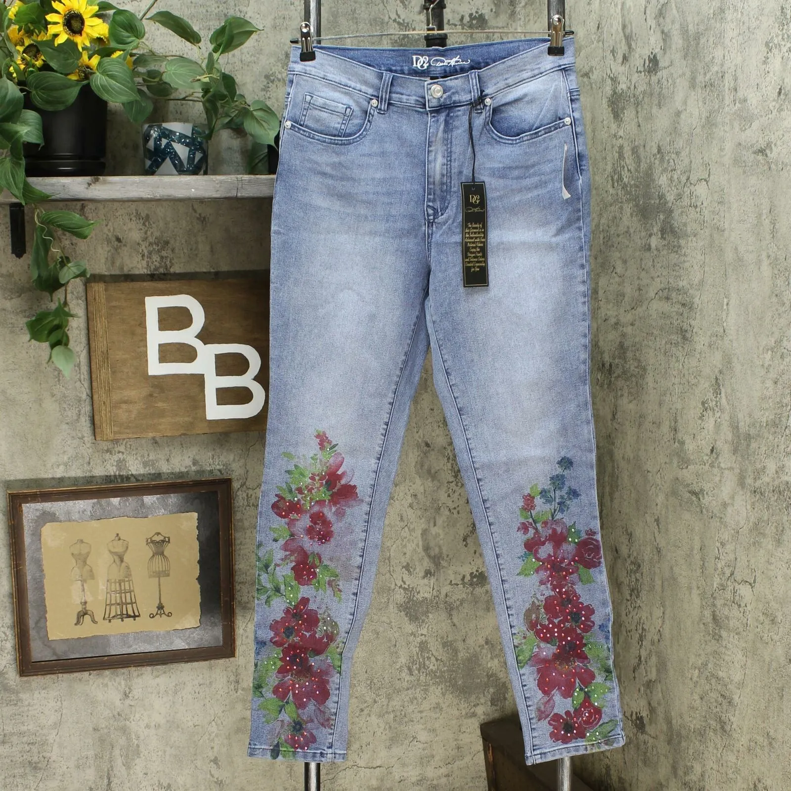 DG2 by Diane Gilman Women's Tall Classic Stretch Artwork Printed Jeans