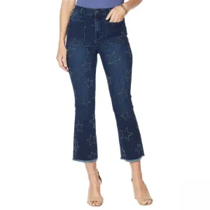 DG2 by Diane Gilman Women's Tall Classic Stretch Star Needle Punch Crop Jeans